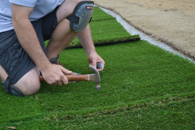 Oakley artificial grass installation - infill